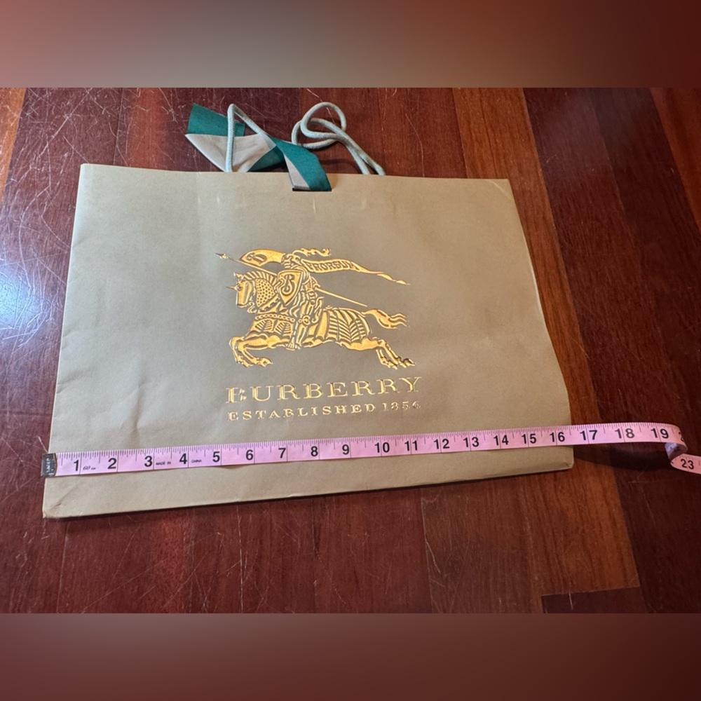 Burberry Tan Shopping Bag with Gold Logo